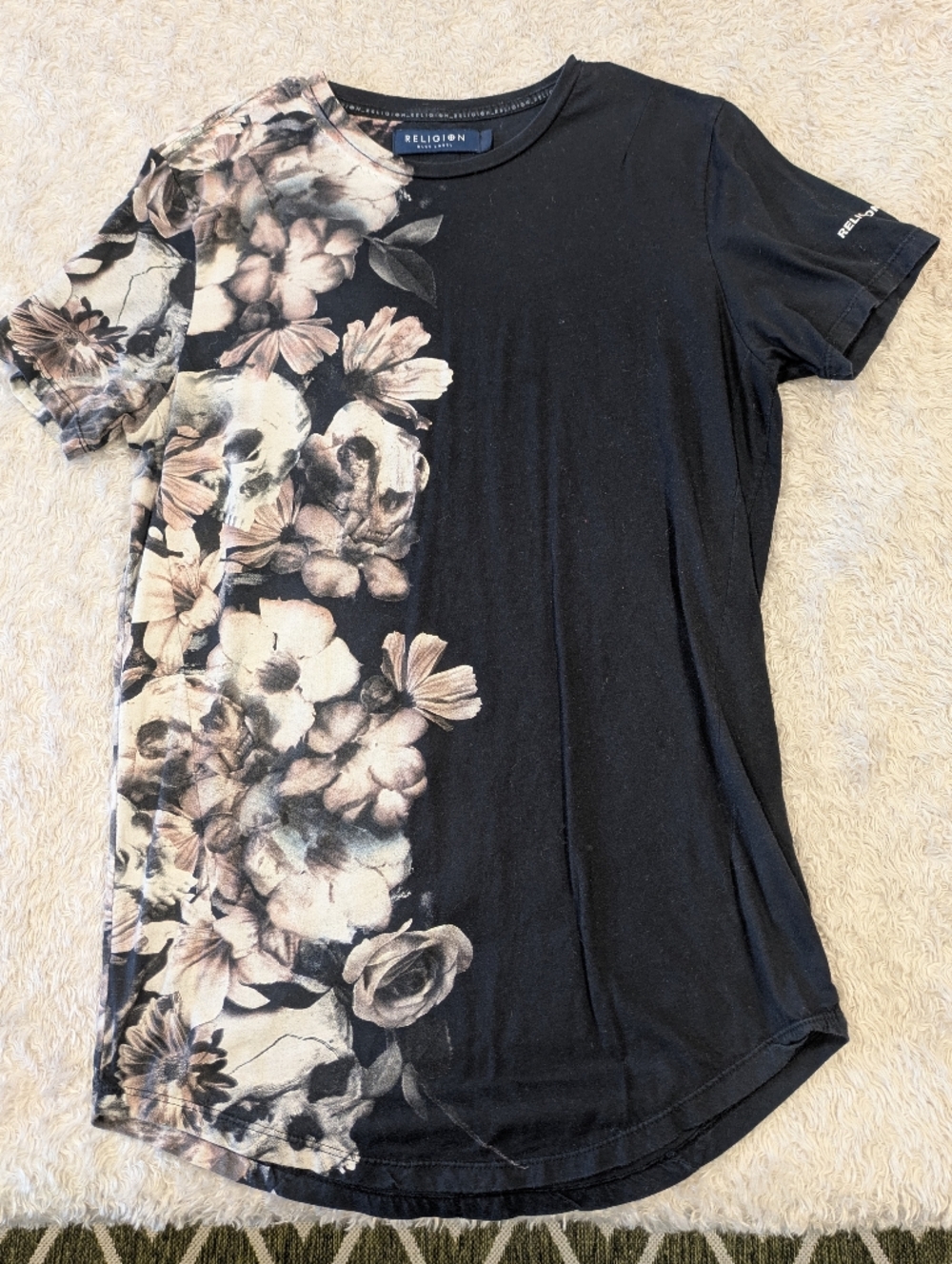 Religion Black And Floral Men's Tee Shirt Sz M
